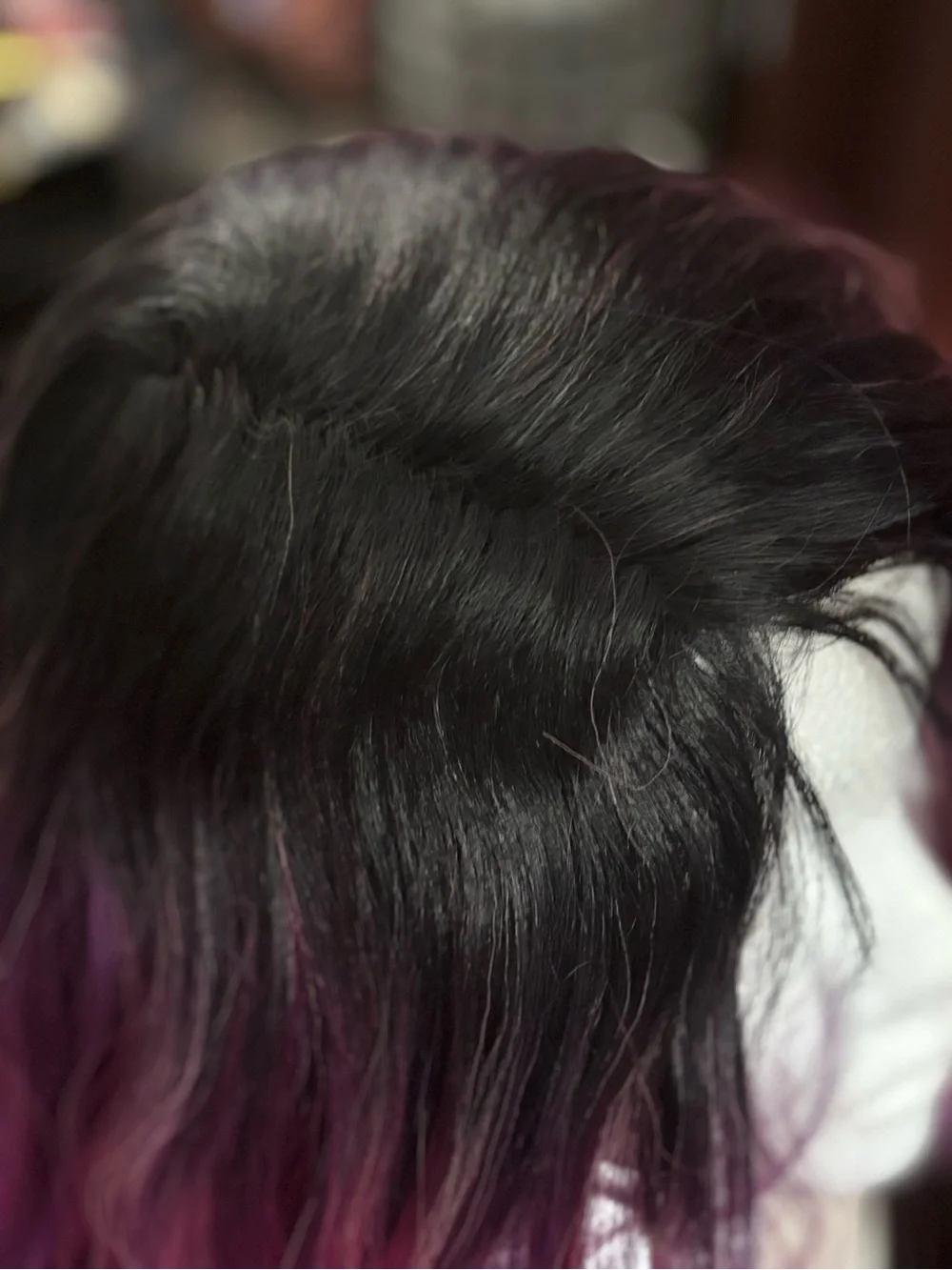 Black to Purple Pink Ombre Wavy Lace Front Wig